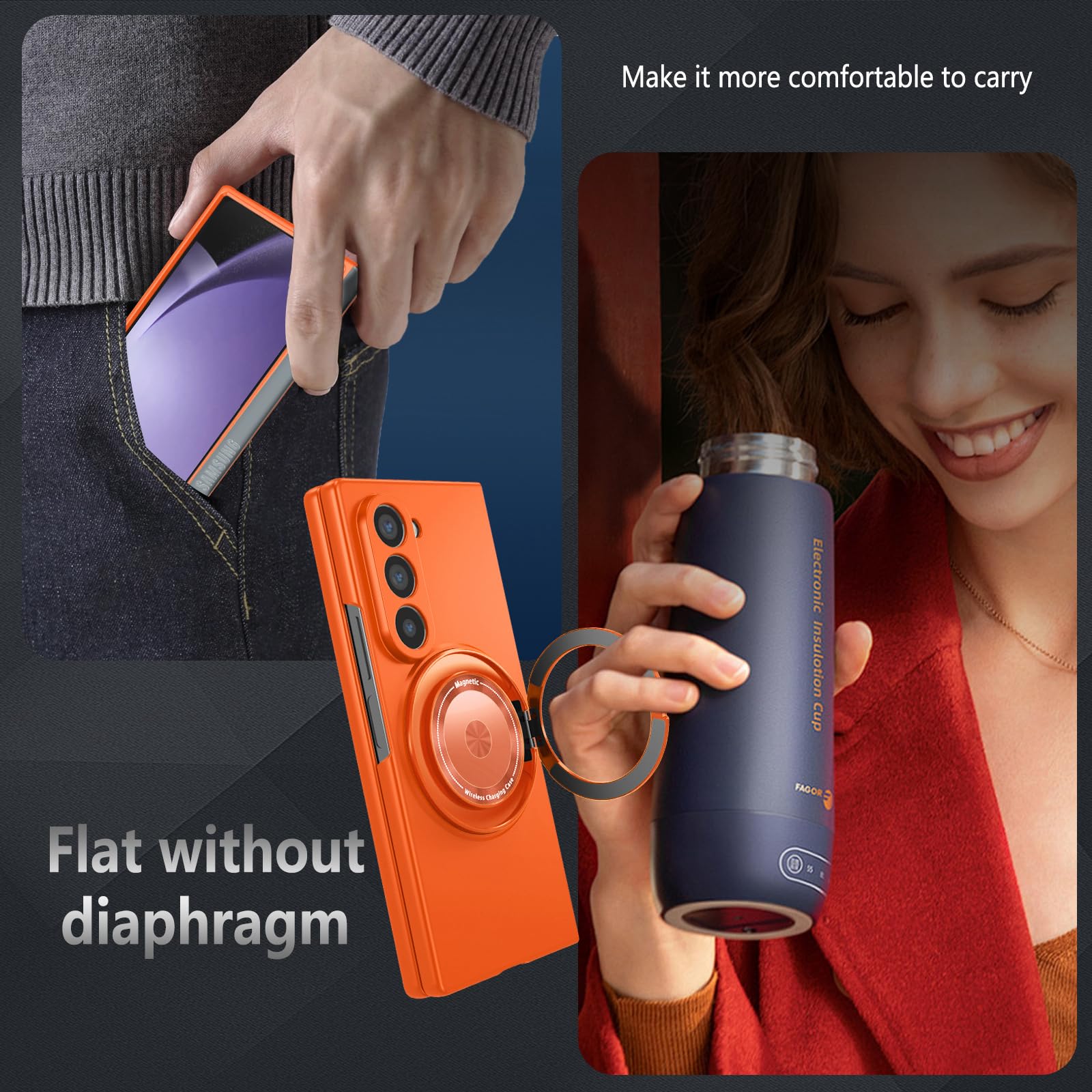 Custodia protettiva girevole pieghevole a 360 gradi per Samsung Galaxy Z Fold 6 5G, custodia protettiva rigida in policarbonato resistente agli urti e alle cadute, antiurto per Samsung Z