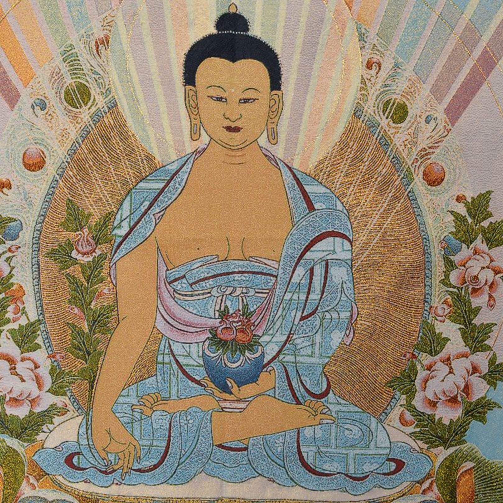 Buddha della Medicina Tibetano Thangka Ricamo Pittura Buddista Thangka Broccato Arazzo Pittura Arte - Decorazione della Camera da Letto Yoga (Size : 60x90cm(23x35inch))