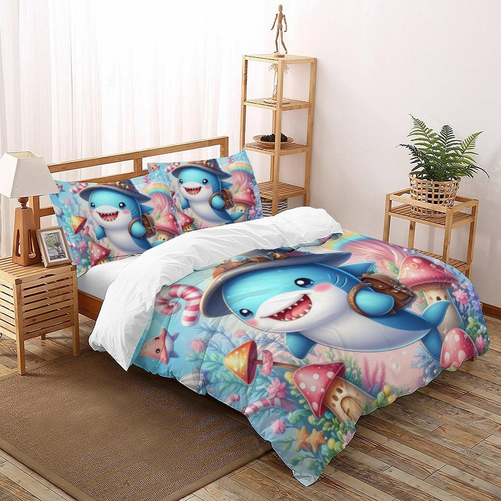 Housse de couette requin pour transformer la chambre d'enfant en aventure marine 3D 260x220