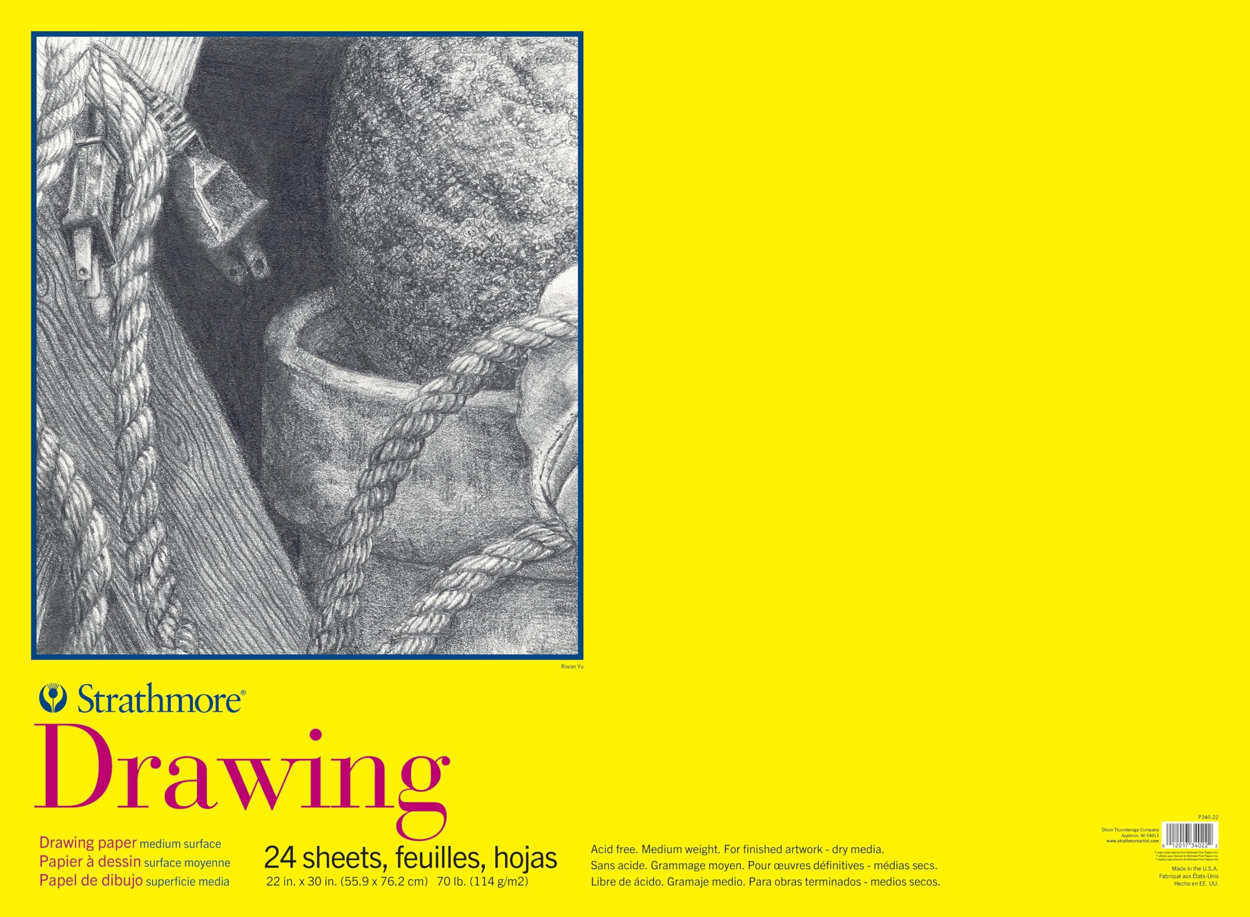 Strathmore 300 Series Drawing Pad for Artists and Students, 22 x 30 inches, Glue Bound, 24 Sheets