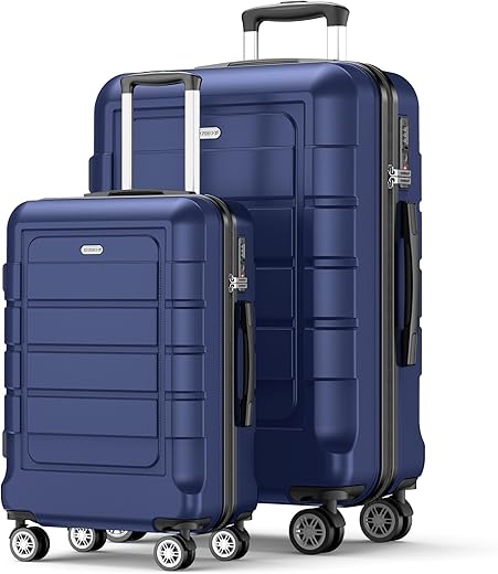 SHOWKOO Kofferset 4 Teilig Familienset Hartschale Leicht ABS+PC Erweiterbar Reisekoffer Haltbar Trolley Handgepäck Sets mit TSA Schloss und 4…