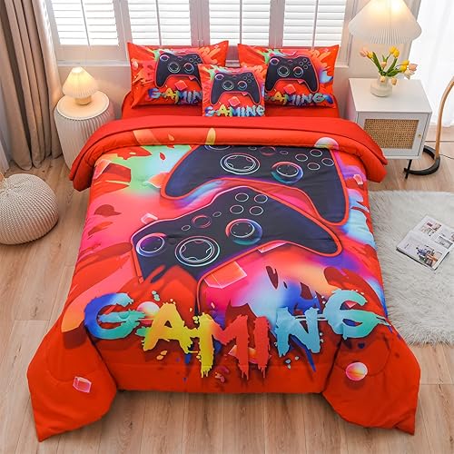 Miniatura 8 de Aimuan Juego de ropa de cama con estampado de consola de videojuegos en 3D para niños, consola de juegos, botones de acción, controlador de juegos