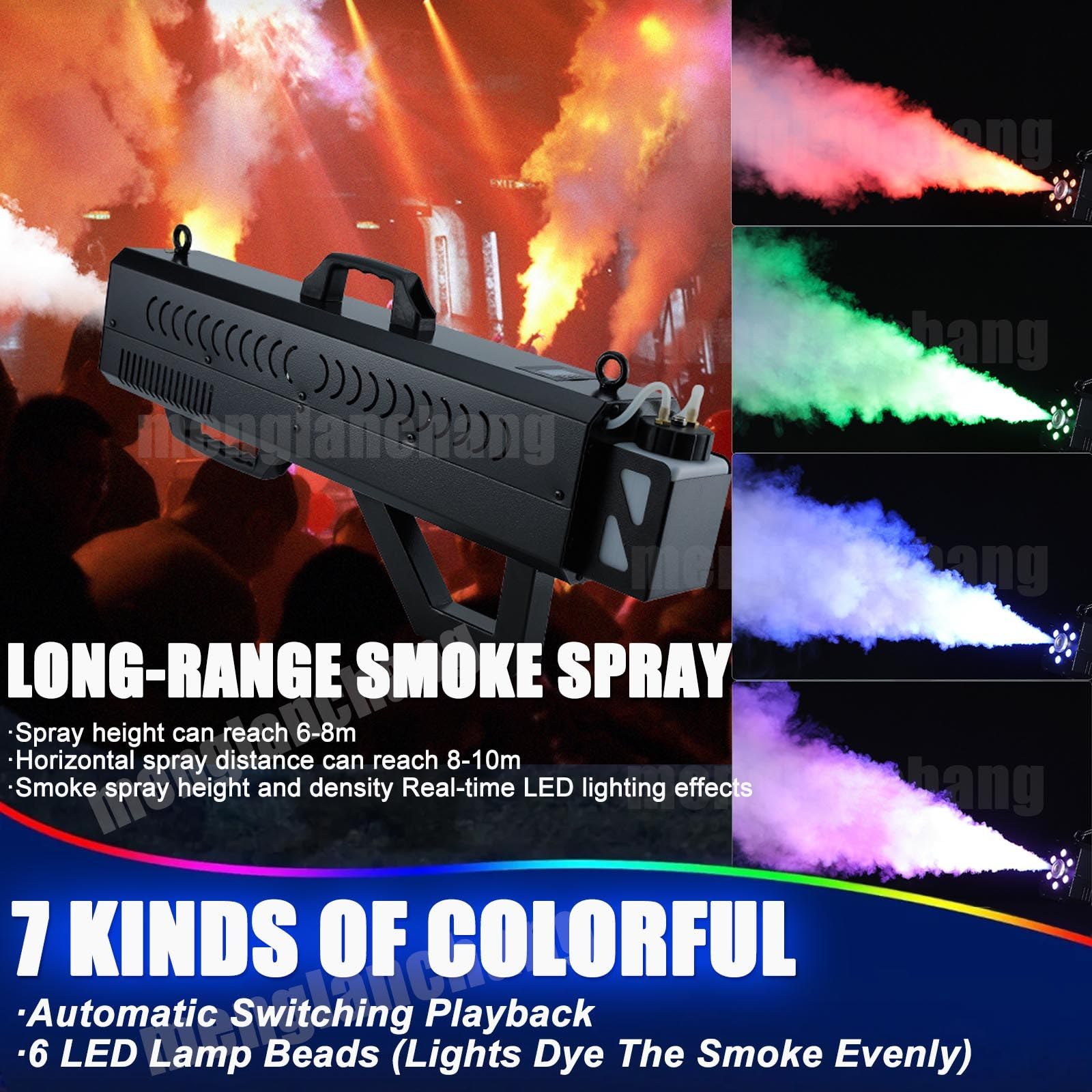 Macchina Del Fumo Portatile 1500w Con Luce Led Rgb, Pistola Fumogena Per Feste,Attrezzatura Per Effetti Scenici Per Halloween,Concerti Dj,Eventi Speciali, Effetti Scenici E Locali Notturni Black