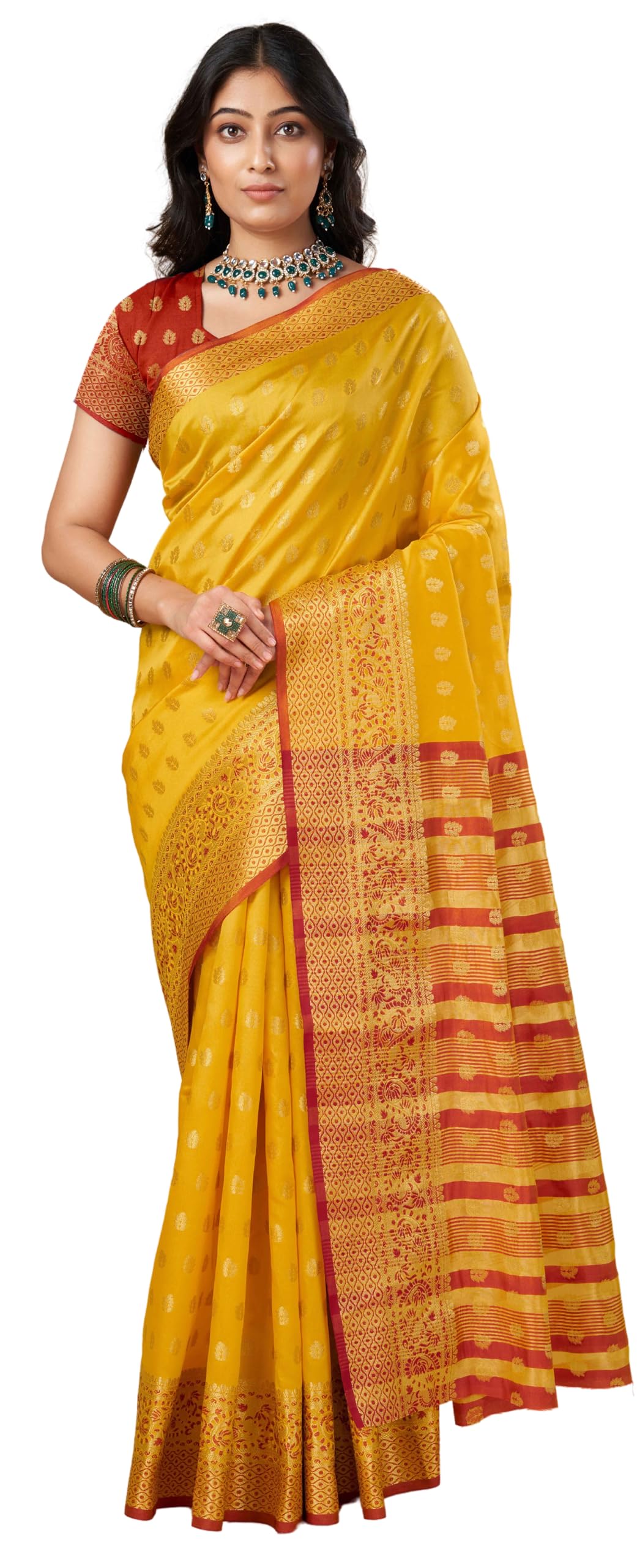 sugathari Women's Banarasi Saree Pure Kanjivaram Silk Saree Soft new ladies 2023 Design Wear Pattu Sarees Latest Party Sari collections With Blouse Piece for Wedding sadi (SAM PARI S-6)-picture-21