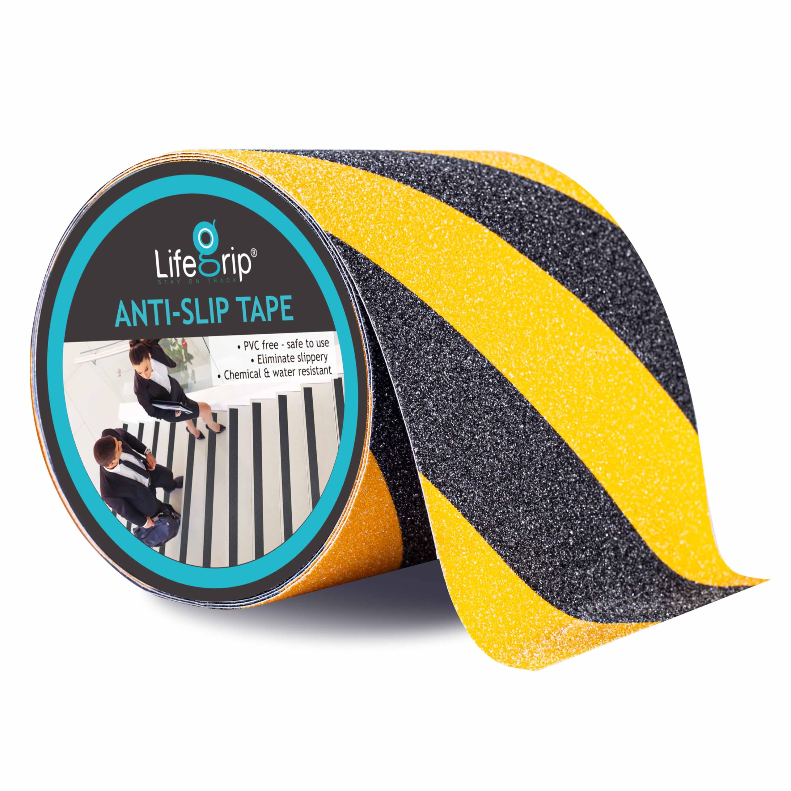 LifeGrip Anti Slip Traction Tape, 6 Inch x 30 Foot, Best Grip, Friction, Abrasive Adhesive for Stairs, Tread Step, Indoor, Outdoor, Caution Yellow/