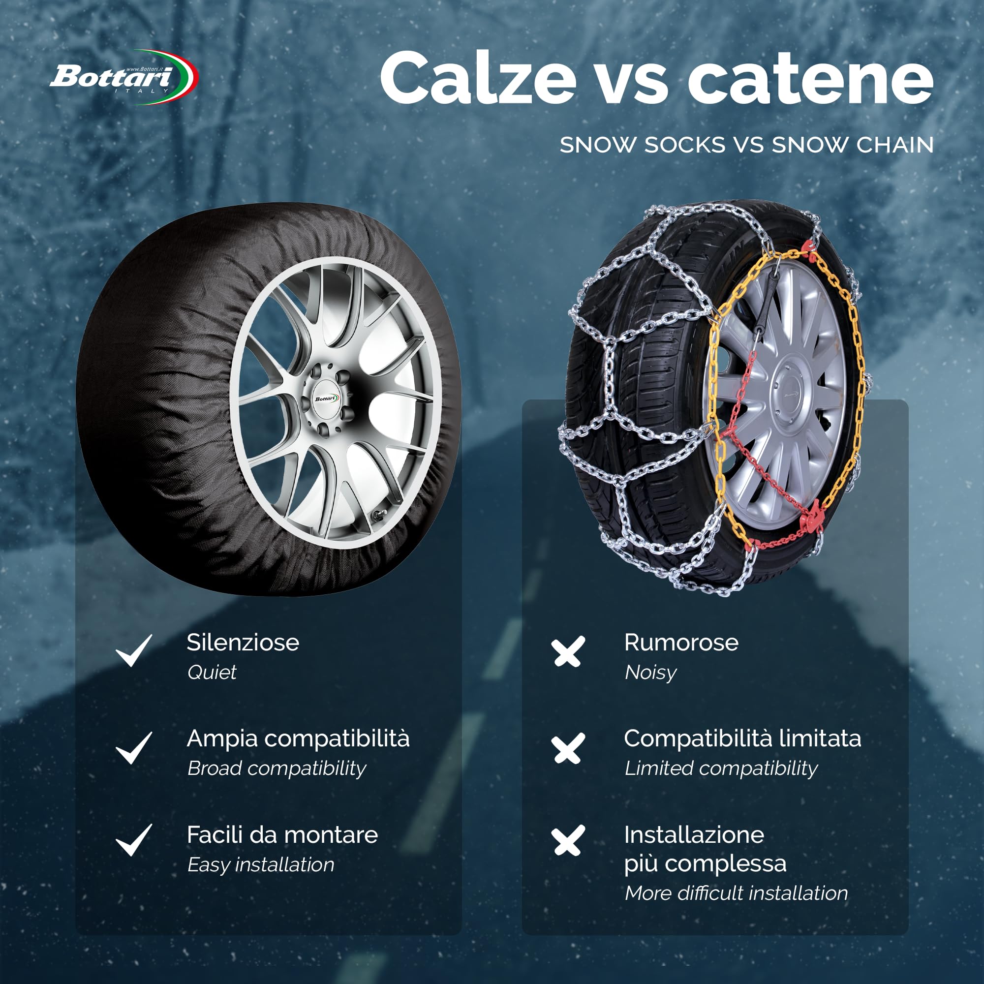 Bottari Calze da Neve Omologate Italia Arctic Socks 2 Calze Taglia M Nero R13-R19