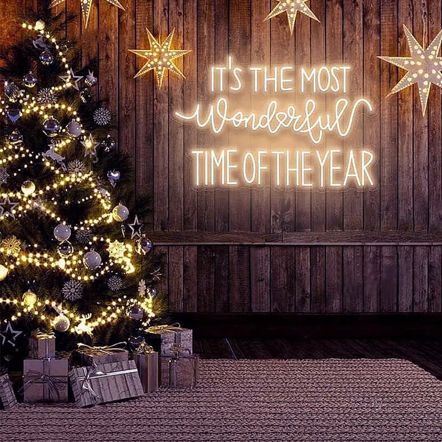 It's the Most Wonderful Time of the Year Neon Sign, Custom LED Merry Christmas Neon Wall Light Signs for Home Bar Room Bedroom Christmas Halloween Birthday Party Gifts. Size:23inch image 2