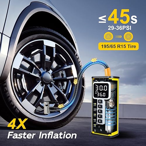 Miniatura 2 de Inflador de neumáticos, compresor de aire portátil, bomba de aire de 150 PSI para neumáticos de automóvil, bomba de neumáticos de inflado rápido de