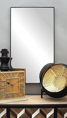 Miniatura 135 de Deco 79 Espejo de pared simplista de madera con marco minimalista fino, 24 x 1 x 24 pulgadas, blanco