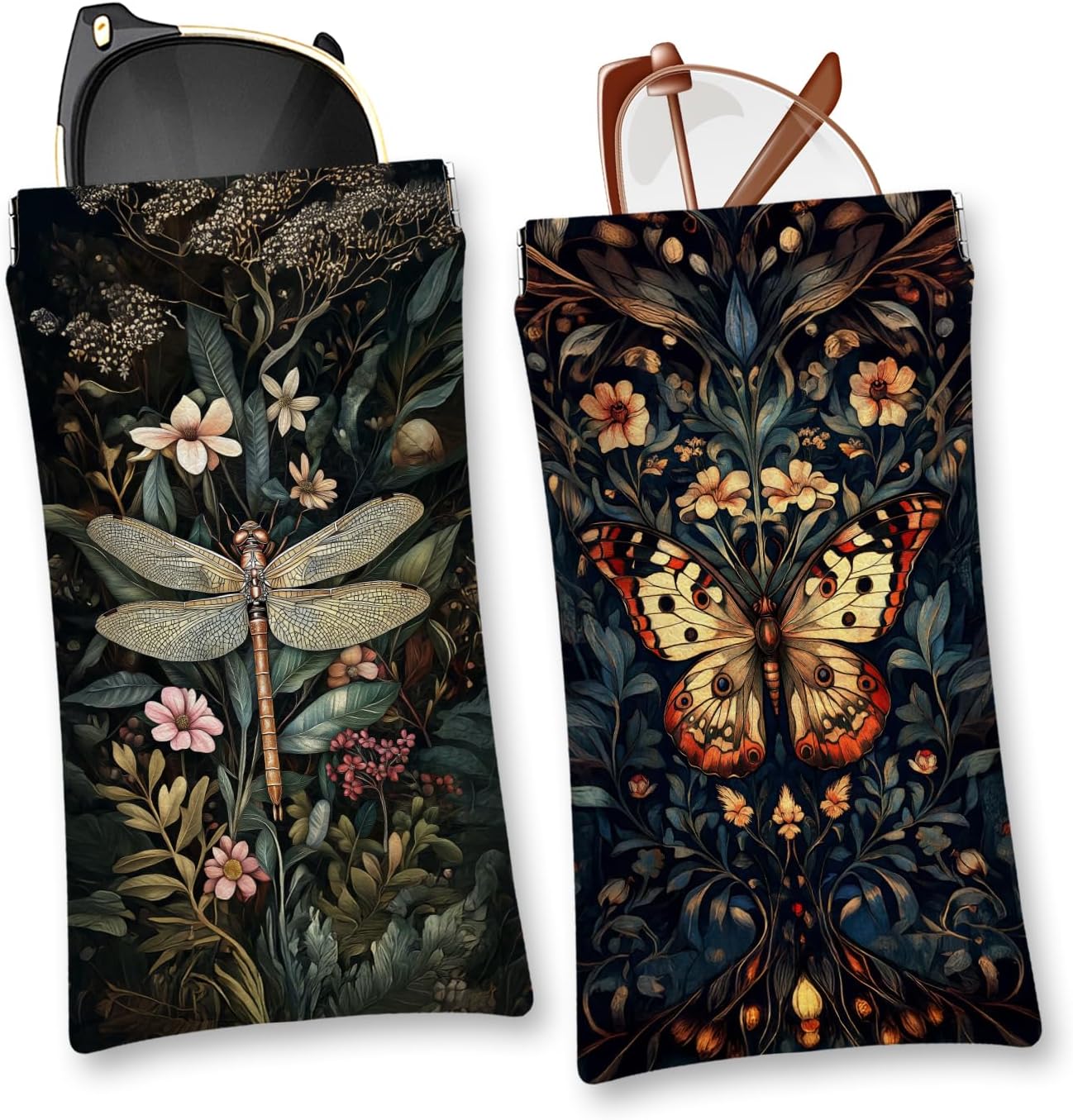 Eyeglasses Sunglasses Case PU Soft Squeeze Top Glasses Pouch for Women Men,Animal Pattern Portable Anti Scratch