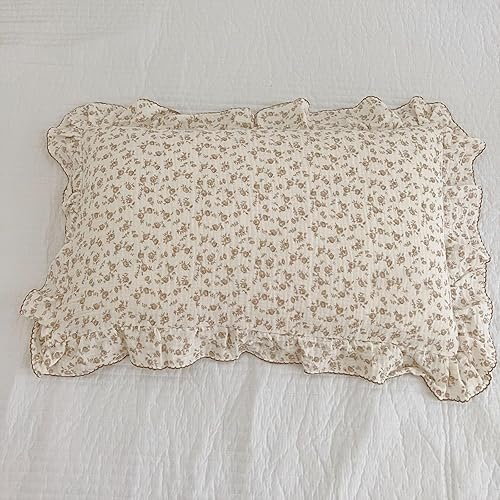 Miniatura 3 de BuLuTu Funda de almohada de muselina de algodón para niños pequeños, tamaño estándar, lindas flores de camelia, súper suave, funda de almohada de