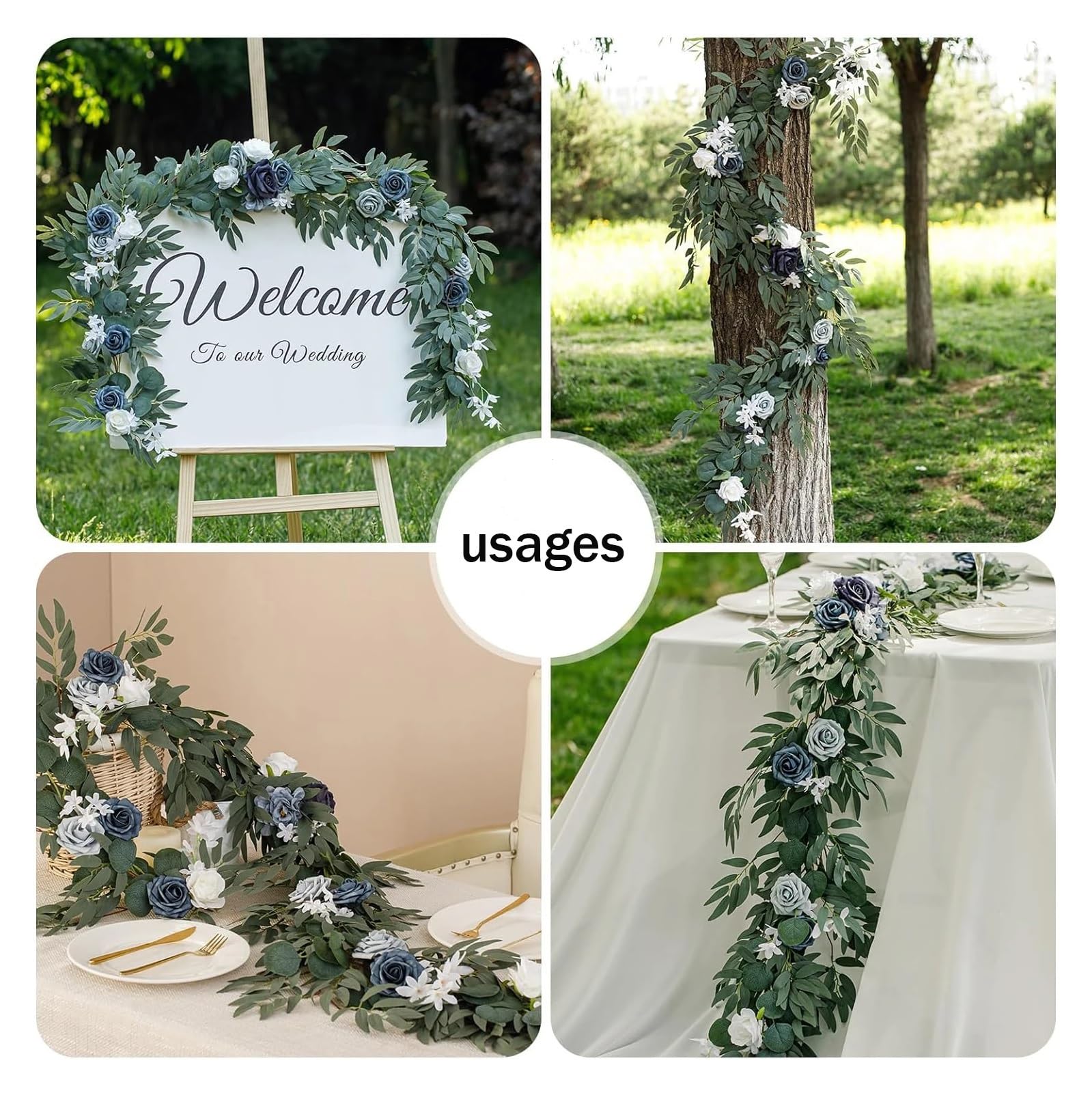 Guirnalda de FloresArtificiales Guirnaldas de Flores for Caminos de Mesa, centros de Mesa de Novios for decoración de Bodas(Lilac)