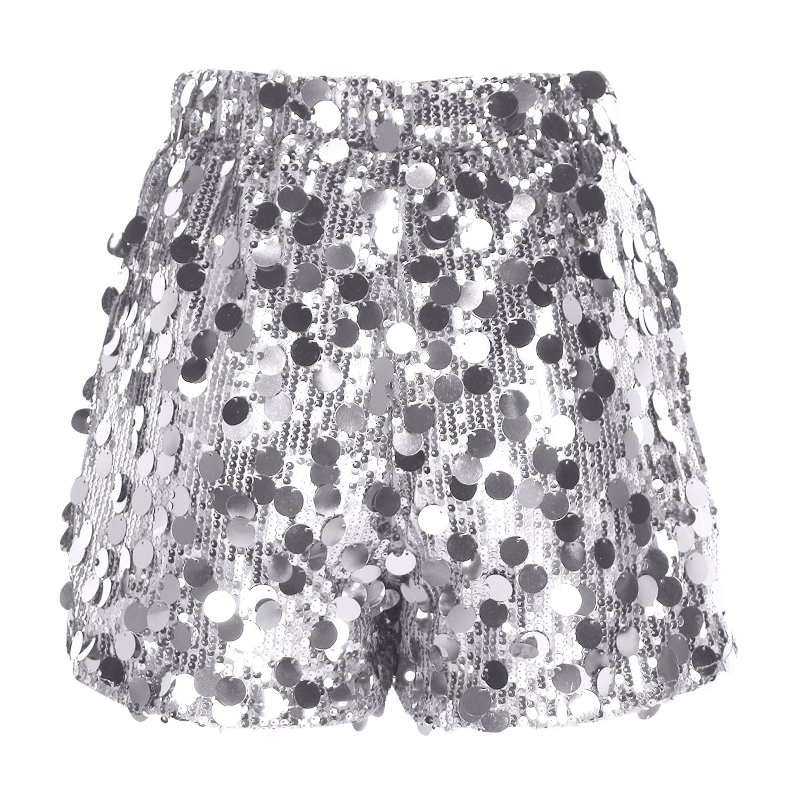 Damen Glitzer Shorts Party Festival Outfit Rave Clubwear Pailletten Short Elastischem Bund Y2k Hotpants Karneval Booty-Shorts Silber Gold Kurze Hose Damen-Shorts Silvester Glitzer Hot Pants Kostüm