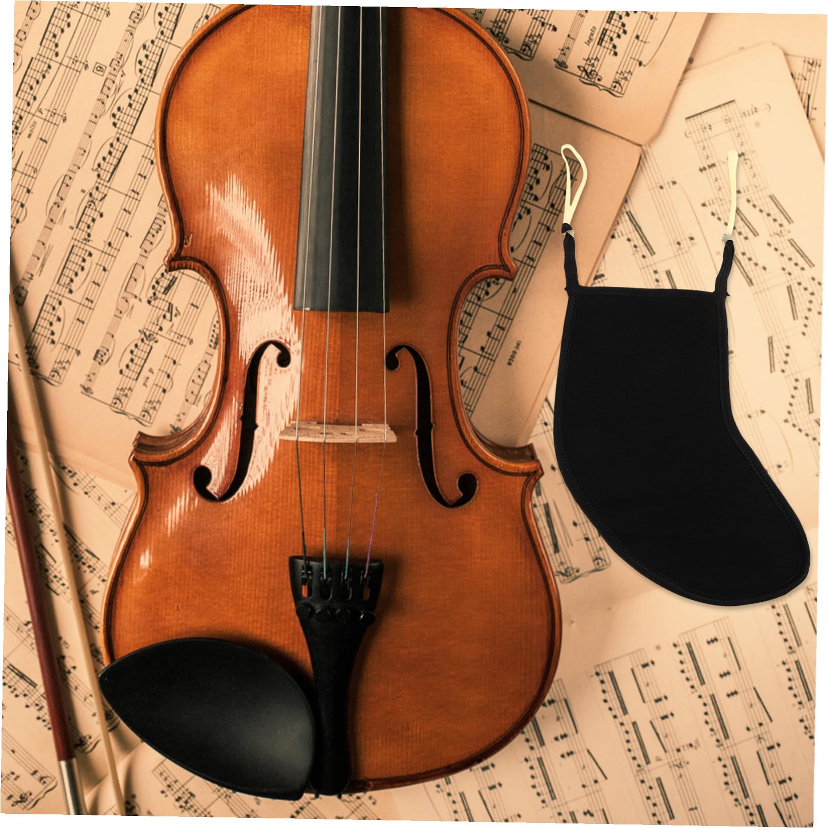 Cabilock Almohadilla de Barbilla para Violín Negra, Absorbente de Sudor y Diseño Compacto, Adecuado para Práctica Diaria y Presentaciones Musicales Varios estilos