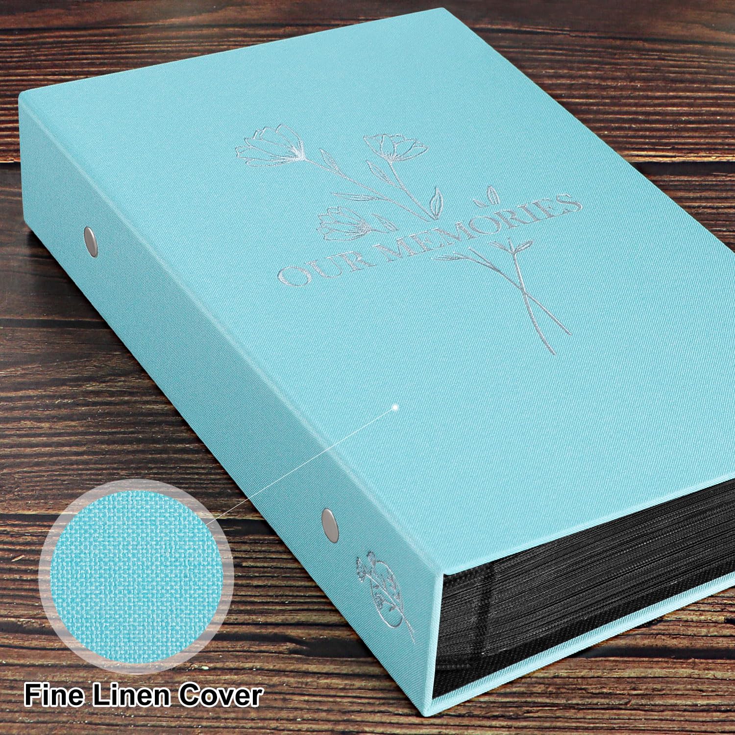 Lanpn Lino Album Fotografico 10x15 300 Tasche, OUR MEMORIES Biancheria Porta Foto Album Portafoto Orizzontali Tascabile Tasca (Teal)