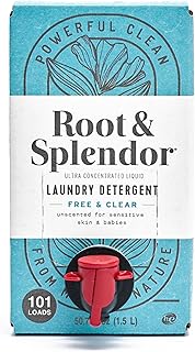 Root & Splendor Ultra Concentrated All Natural Laundry Detergent Liquid - Plant Based, Enzymatic Laundry Soap, Free & Clear Unscented, 1.5 Liter, 100 Loads