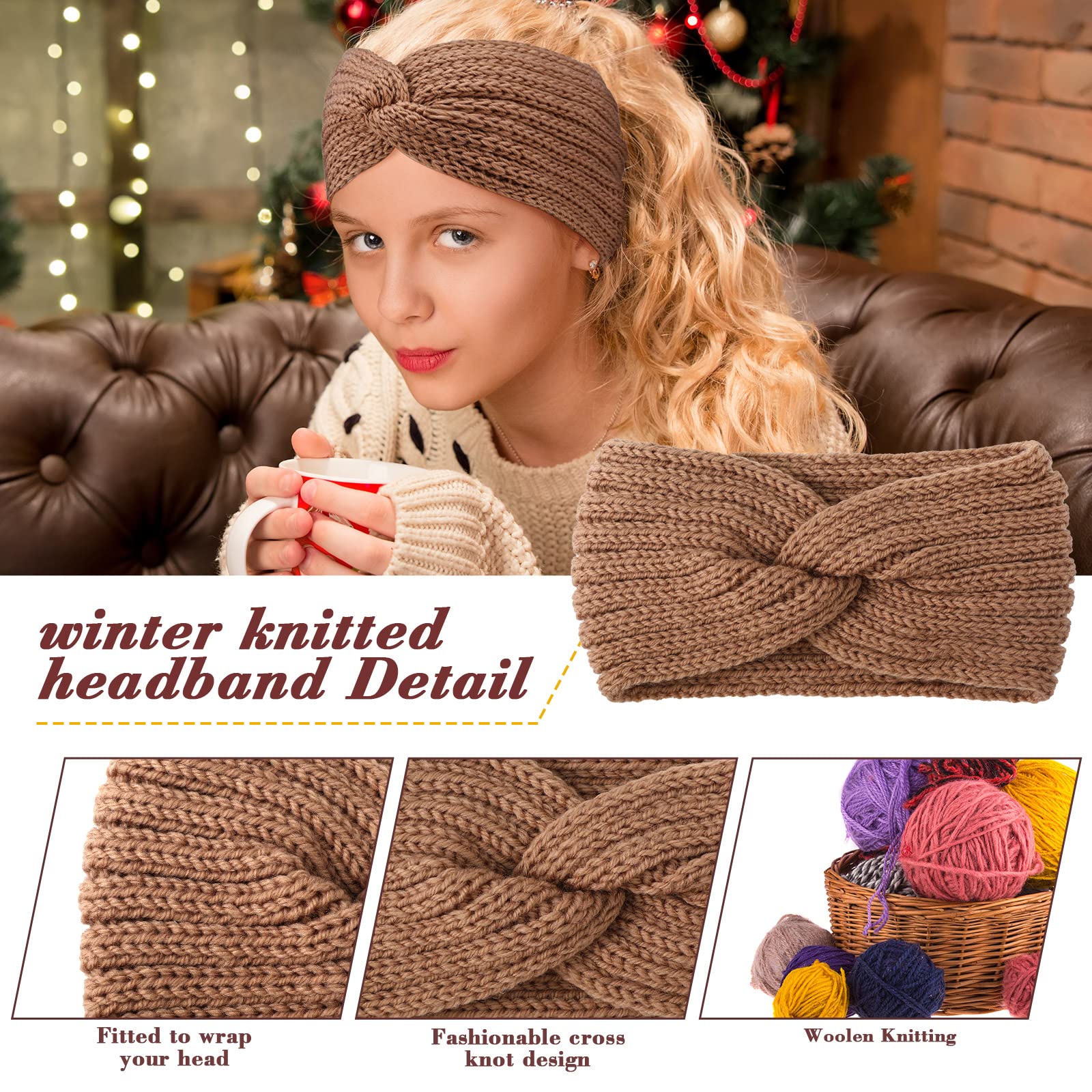Lot de 36 bandeaux chauds d'hiver en crochet pour femme, turban en tricot pour temps froid, 36 couleurs