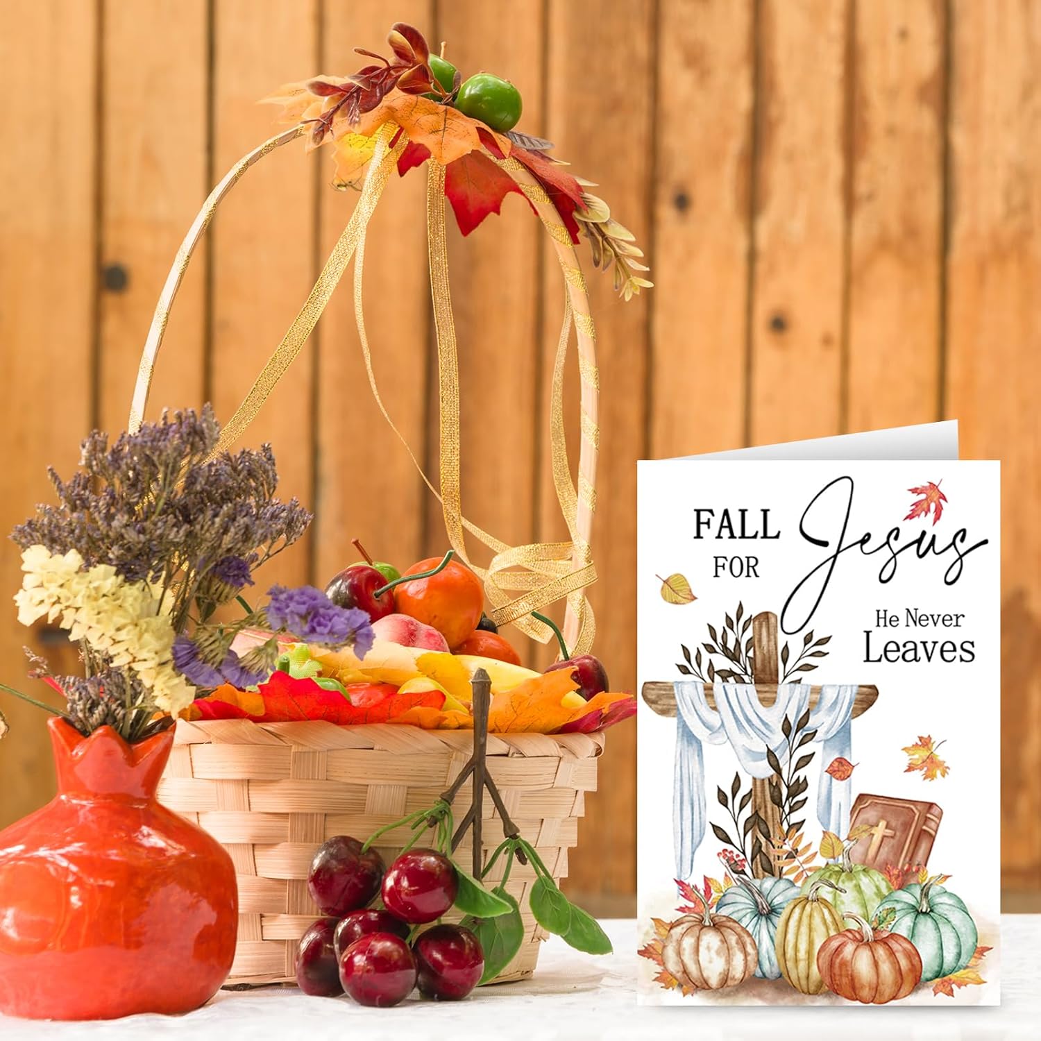 Whaline 24 Pack Fall Greeting Cards Pumpkin Leaves Cross Blank Note Cards with Envelopes Matching Seal Stickers for Autumn Thanksgiving Party Favor Supplies, 4 x 6 Inch - Image 6