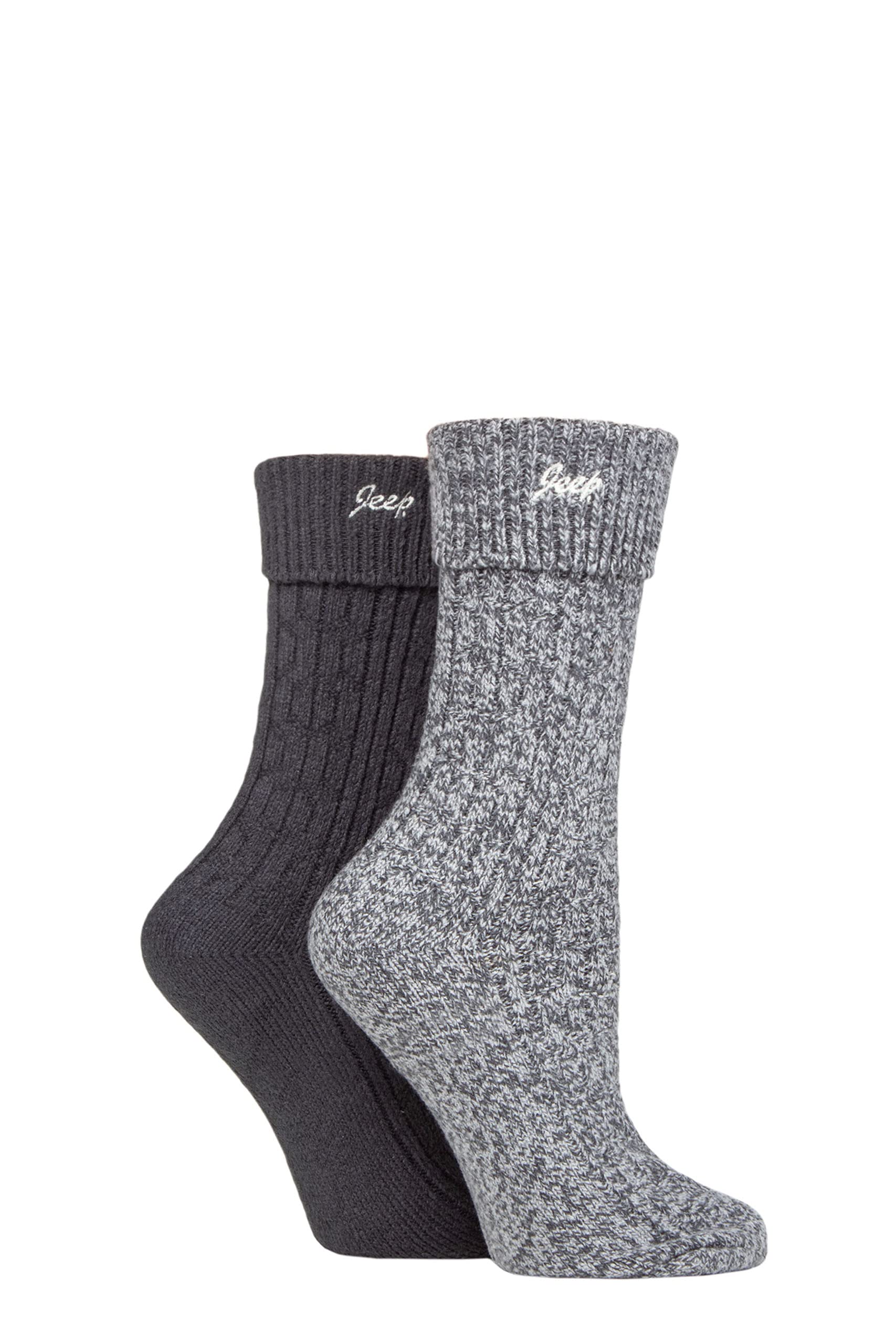 Jeep Women's Charcoal/Slate Super Soft Brushed Boot Sock