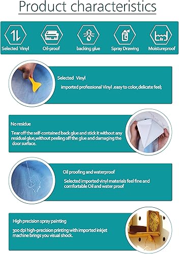 Miniatura 6 de FLFK - Mural para puerta, adhesivo 3D para puerta, removible, autoadhesivo, moderno, para decoración del hogar, 30.3 pulgadas de ancho x 78.7
