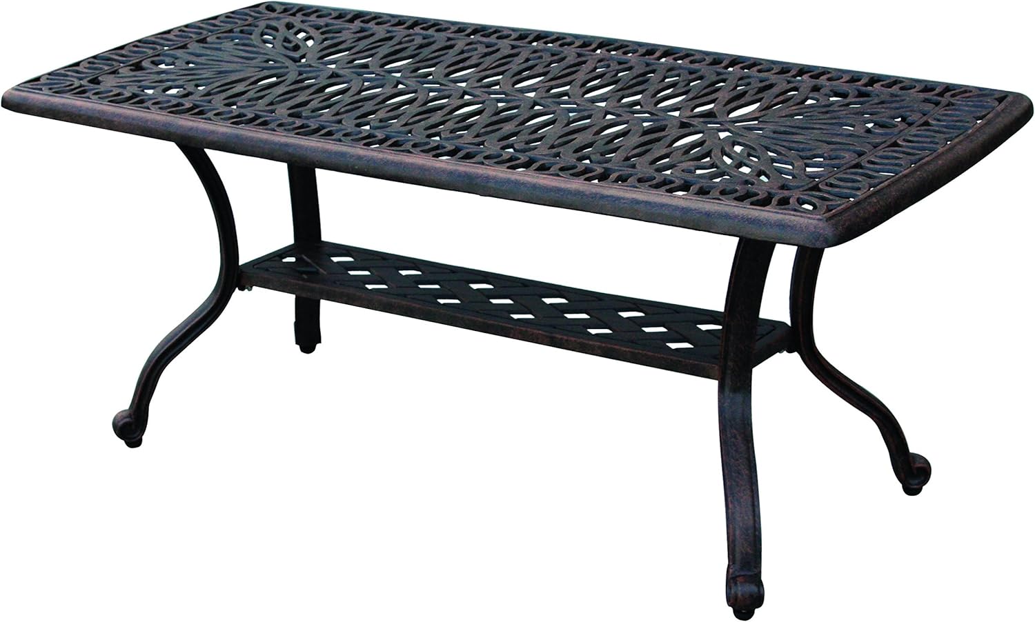 Darlee Elisabeth Cast Aluminum Rectangular Coffee Table, 21'' x 42'' Antique Bronze Finish