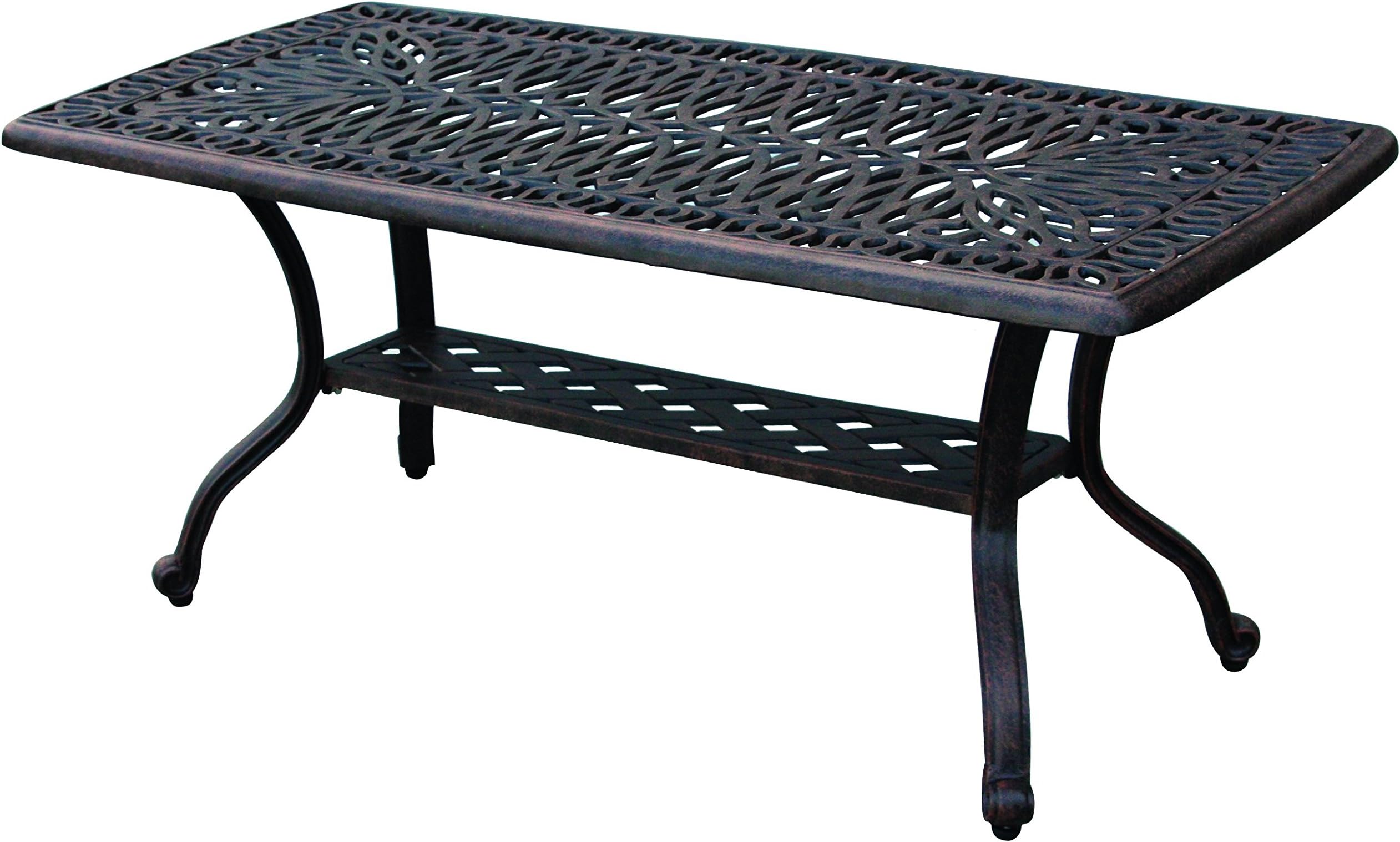 Darlee Elisabeth Cast Aluminum Rectangular Coffee Table, 21'' x 42'' Antique Bronze Finish