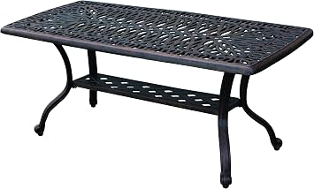 Darlee Elisabeth Cast Aluminum Rectangular Coffee Table, 21 x 42 Antique Bronze Finish