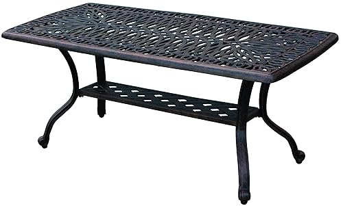 Elisabeth Cast Aluminum Rectangular Coffee Table, 21'' x 42'' Antique