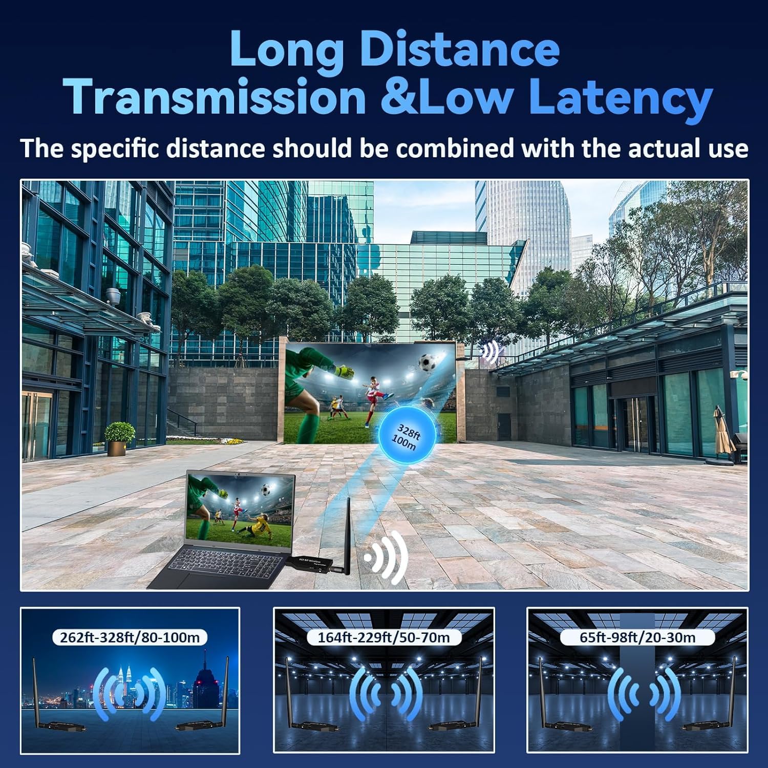 MICROWARE Wireless HDMI Transmitter and Receiver 2025 Upgraded 165FT/50M, HDMI Wireless Plug & Play, 4K Decoding 1080P@60Hz, Ultra-Low Latency, Suitable for Meetings, Home, Outdoor and More — Amazon image 4