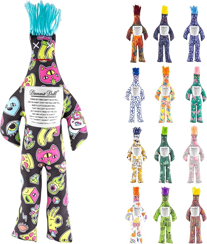 Dammit Doll - Funny Stress Relief Gag Gift, Random Color - for Anger & Frustration Relief - White Elephant or Emotional Support Doll for Adults & Women - 1 Count