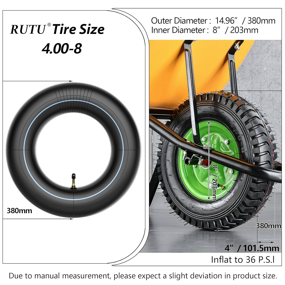 Deli Tire Lawn And Garden Inner Tube, TR13 Straight Valve Stem, For Wheelbarrows, Tractors, Mowers, Carts (3.00/3.50-8