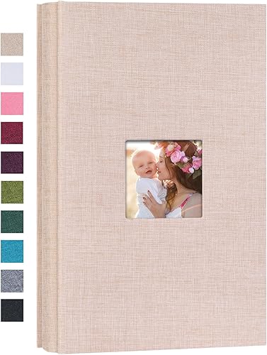 Miniatura 11 de Mublalbum Álbum de fotos pequeño de 4 x 6 pulgadas, 200 fotos, cubierta de lino, libro de fotos con bolsillos horizontales para boda, aniversario