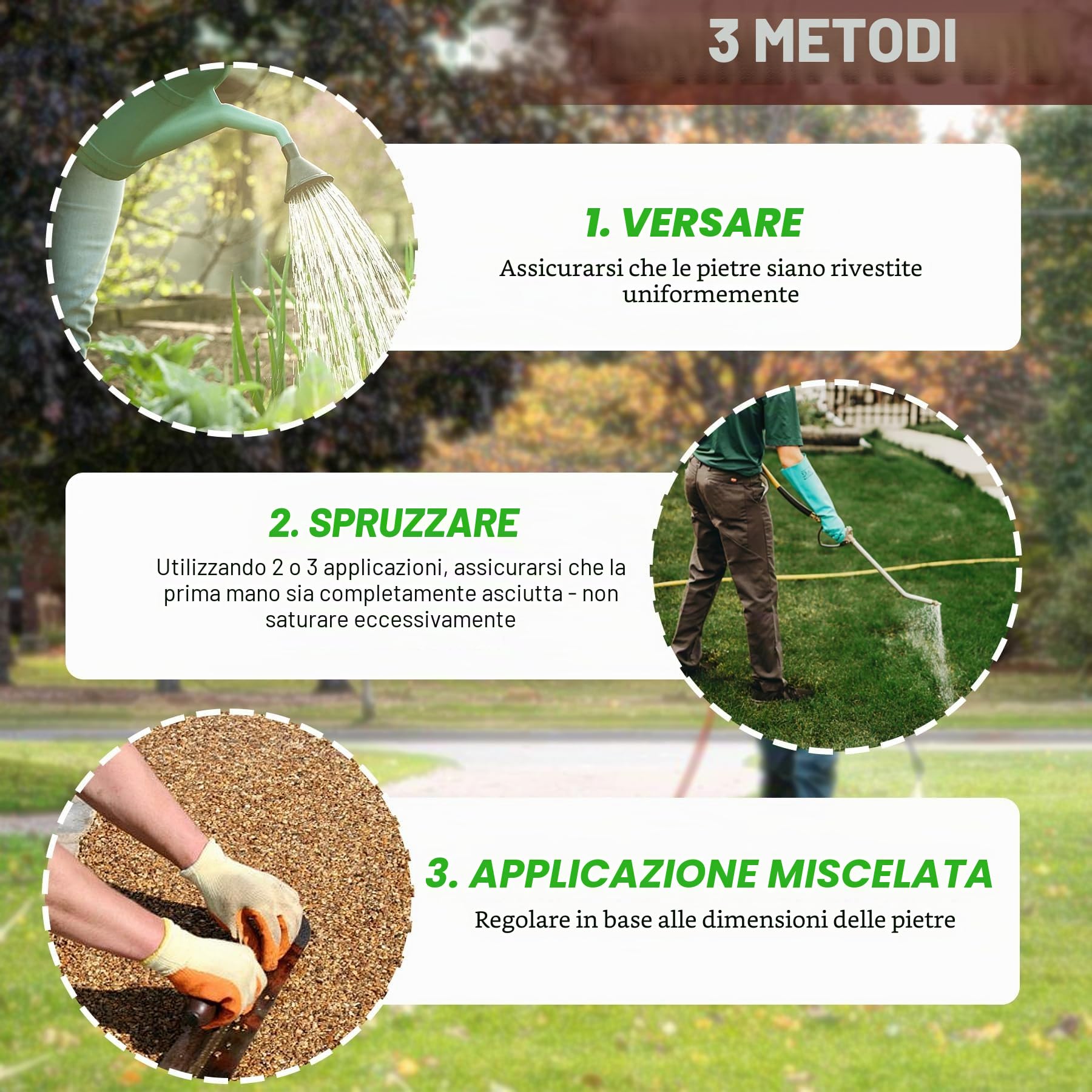 Colla per Ghiaia – Concentrata Colla per Pacciamatura, Pronta All'uso per Incollare Ghiaia, Corteccia, Pietre, colla per ghiaia in resina con applicatore per sentieri da giardino, sconti (4L)