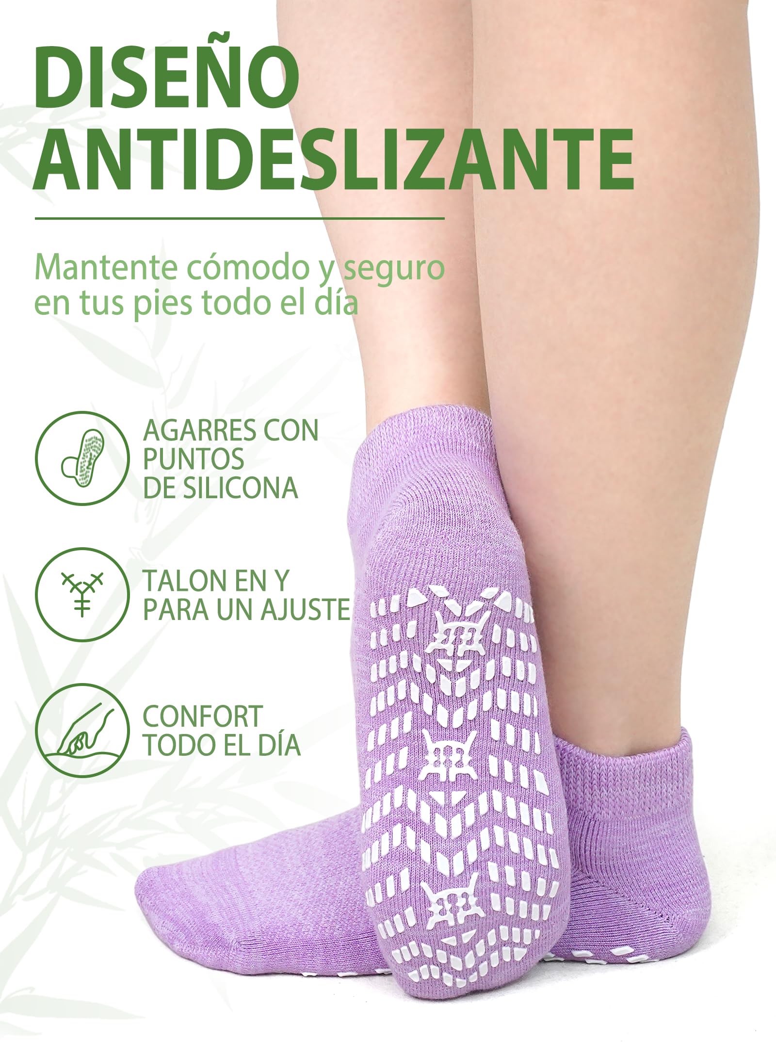 Calcetines Tobilleros Diabéticos de Bambú: Calcetines Cortos Antideslizantes Mujer y Hombre Sin Costuras y Sin Elástico Suela Acolchada Extra Anchos para Pies Hinchados Anzianos Embarazadas