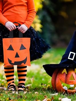 Boao 24 Pcs Halloween Pumpkin Tote Bags Gift Bags for Party, 7.9