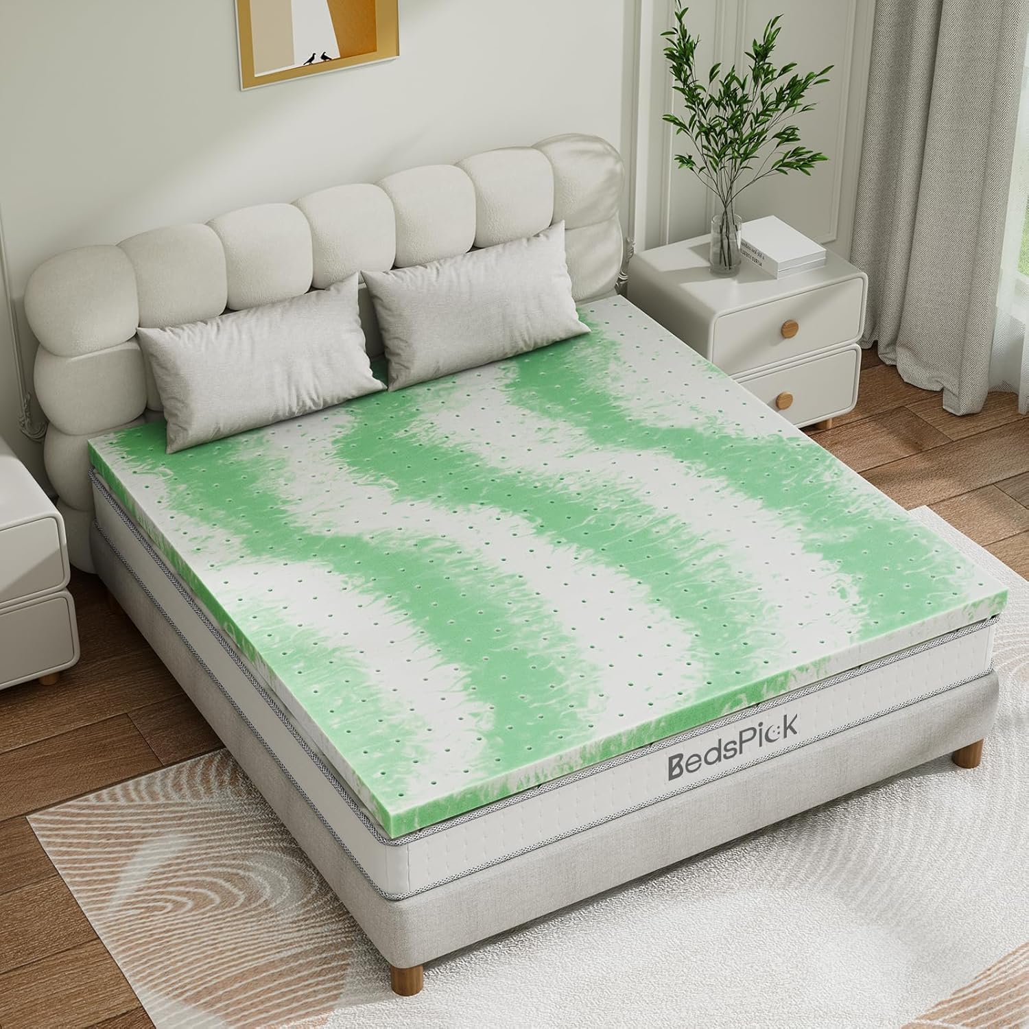 BedsPick Mattress Topper Twin XL 3 inch,Gel Infused Memory Foam Mattress Pad,College Dorm Extra Long Twin XL Single Bed Toppers,Ventilated and Breathable 3 Inch Twin XL