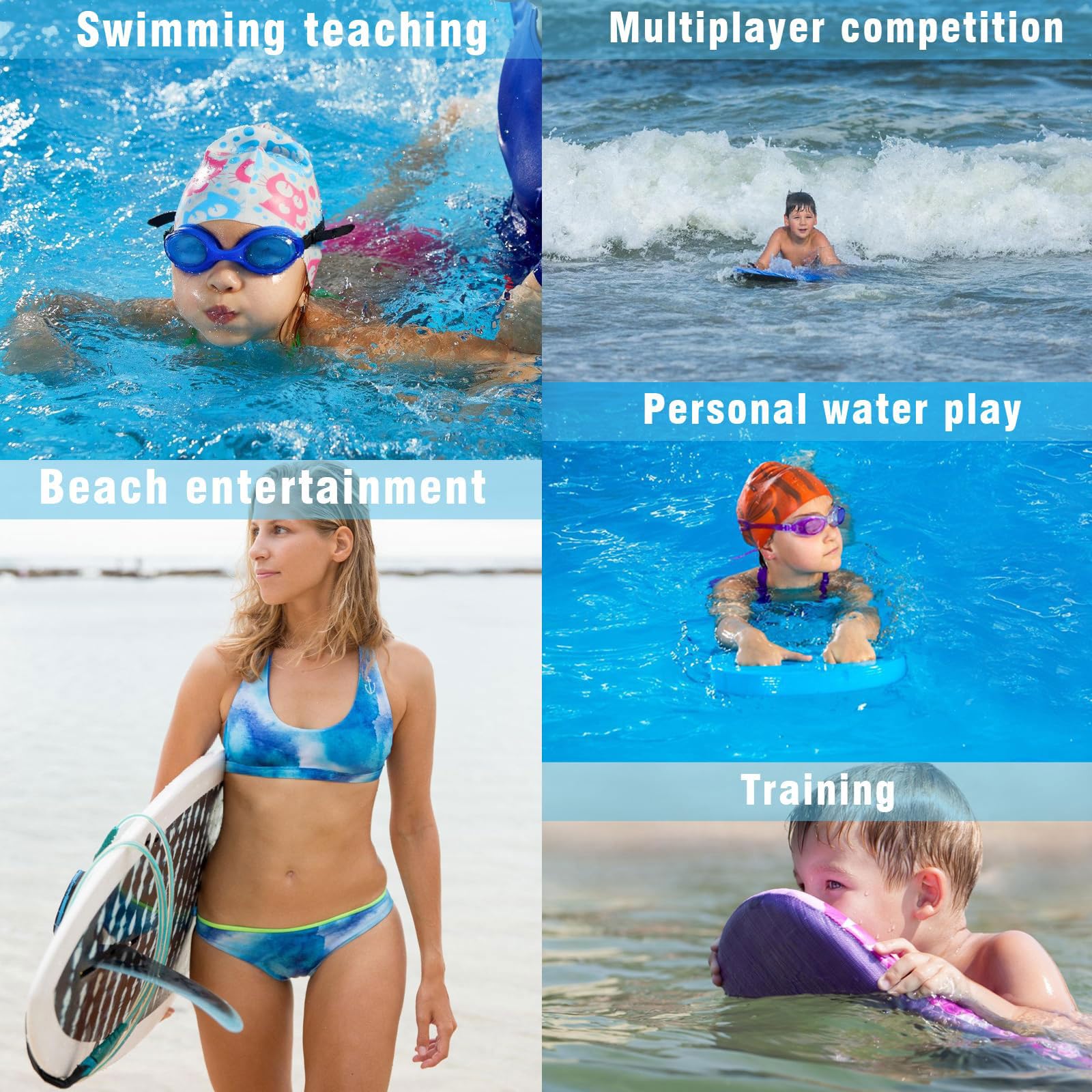2 Pezzi Tavoletta Nuoto per Adulti & Adolescenti Tavola da Allenamento Nuoto in Schiuma Eva con Fori per Le Mani sicuri Accessori Nuoto Allenamento per Esercizi di Nuoto e Allenamento