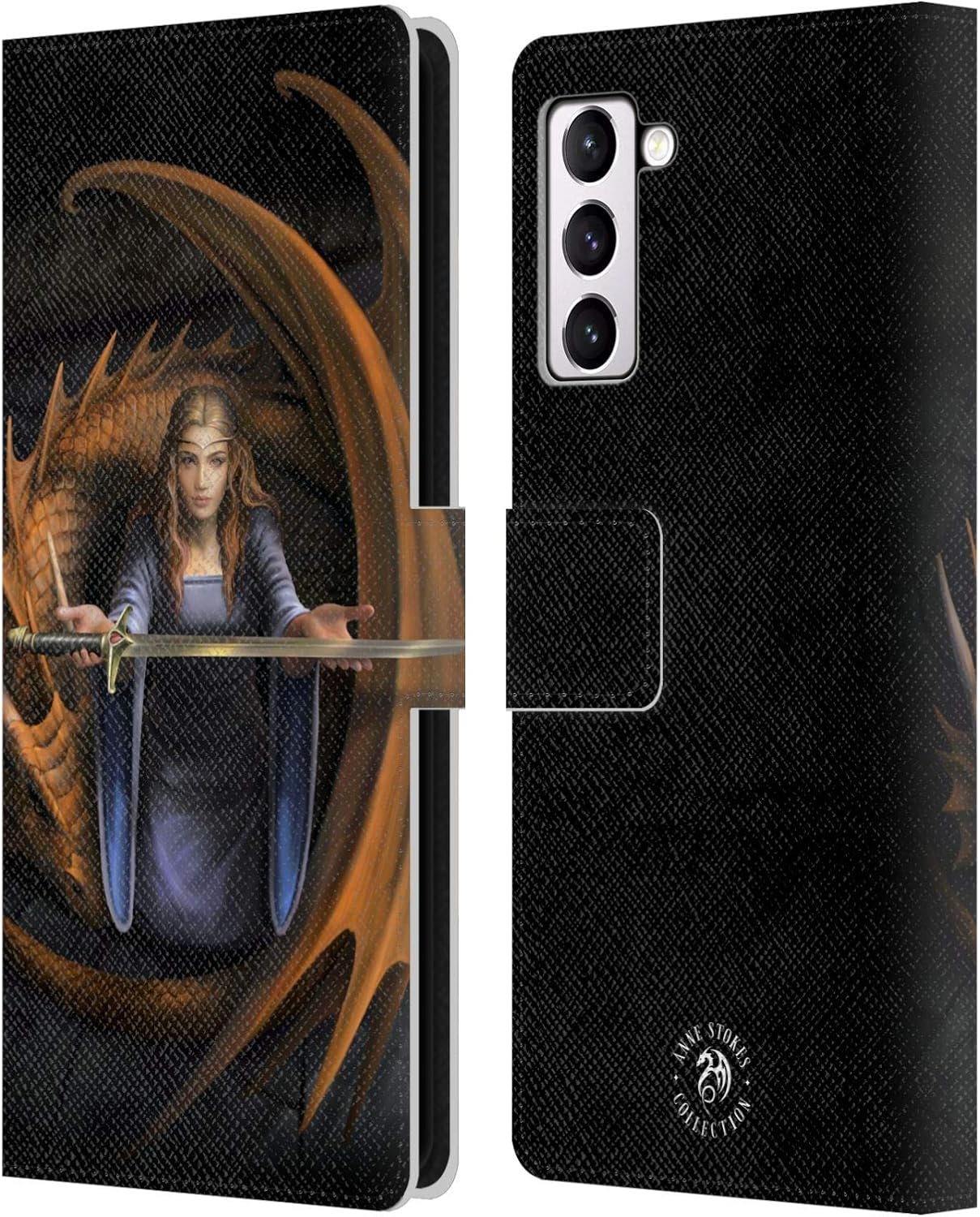 Head Case Designs Officially Licensed Anne Stokes Trick Or Treat Dragons 5 Leather Wallet Case Compatible with Samsung Galaxy S21+ 5G
