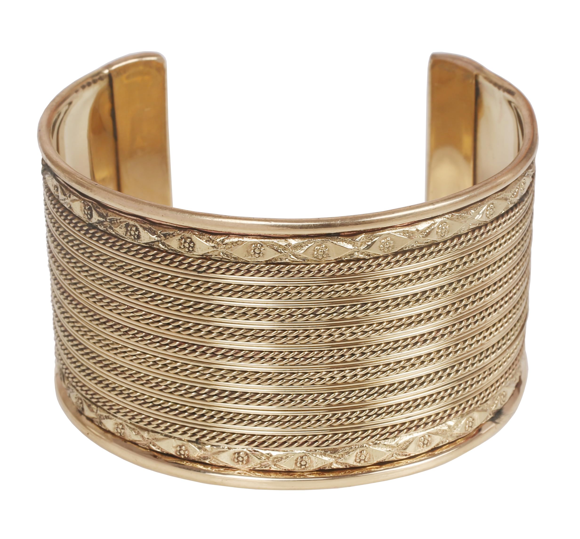 Touchstone Indian Bollywood Desire Brass Base Exotic Workmanship Free Size Cuff Bracelet in Antique Gold Or White Or Copper Tone for Women.