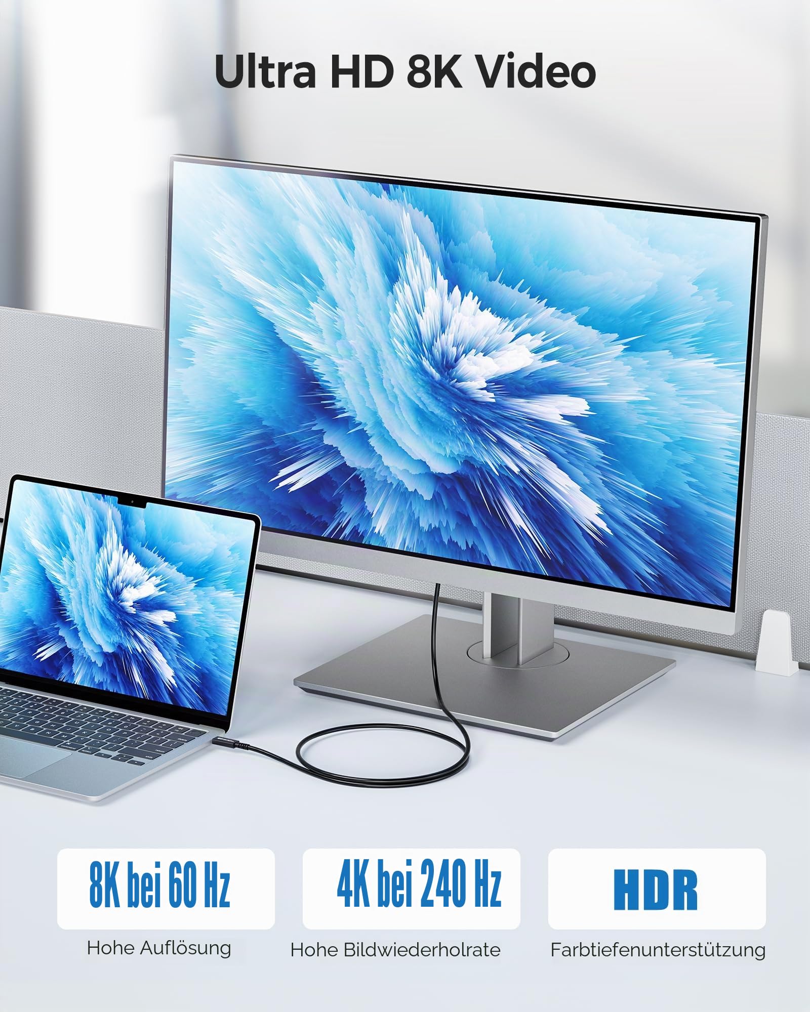 Cable Matters [Intel Certified] 40Gbps Active Thunderbolt 4 Kabel 2m mit 240W Ladeleistung und 8K Video - Vollständig kompatibel mit USB C/USB-C, USB 4 / USB4 und Thunderbolt 3
