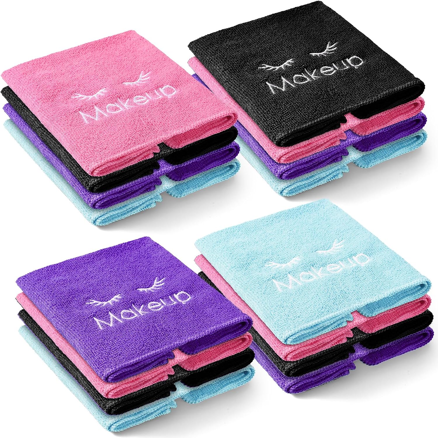 Peryiter 24 Pieces Colorful Makeup Remover Face Towels