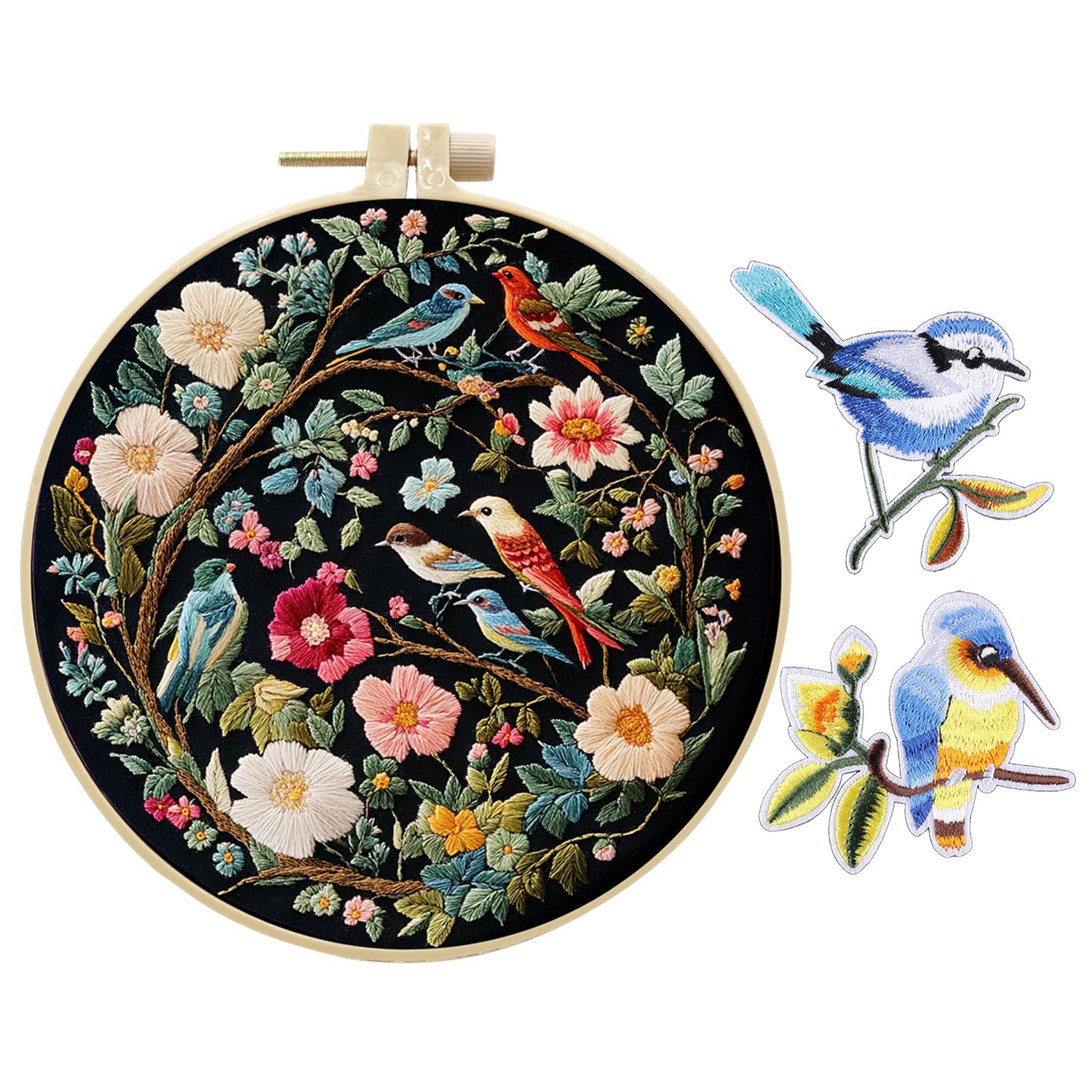 RNSKFG 1 Set Of Bird Embroidery Belt Accessories And 2 Pieces Of Bird Cloth Patches, Embroidery Set, Embroidery Kit, Embroidery Craft Bag.