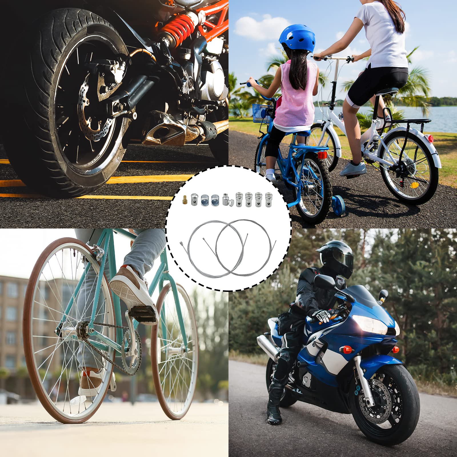 2 sztuki uniwersalny zestaw naprawczy Bowdena, linka gazu, linka sprzęgła do roweru, skutera, motoroweru, skutera, z 9 x złączkami, uniwersalną linką do motoroweru, roweru, skutera, skutera, 2 szt