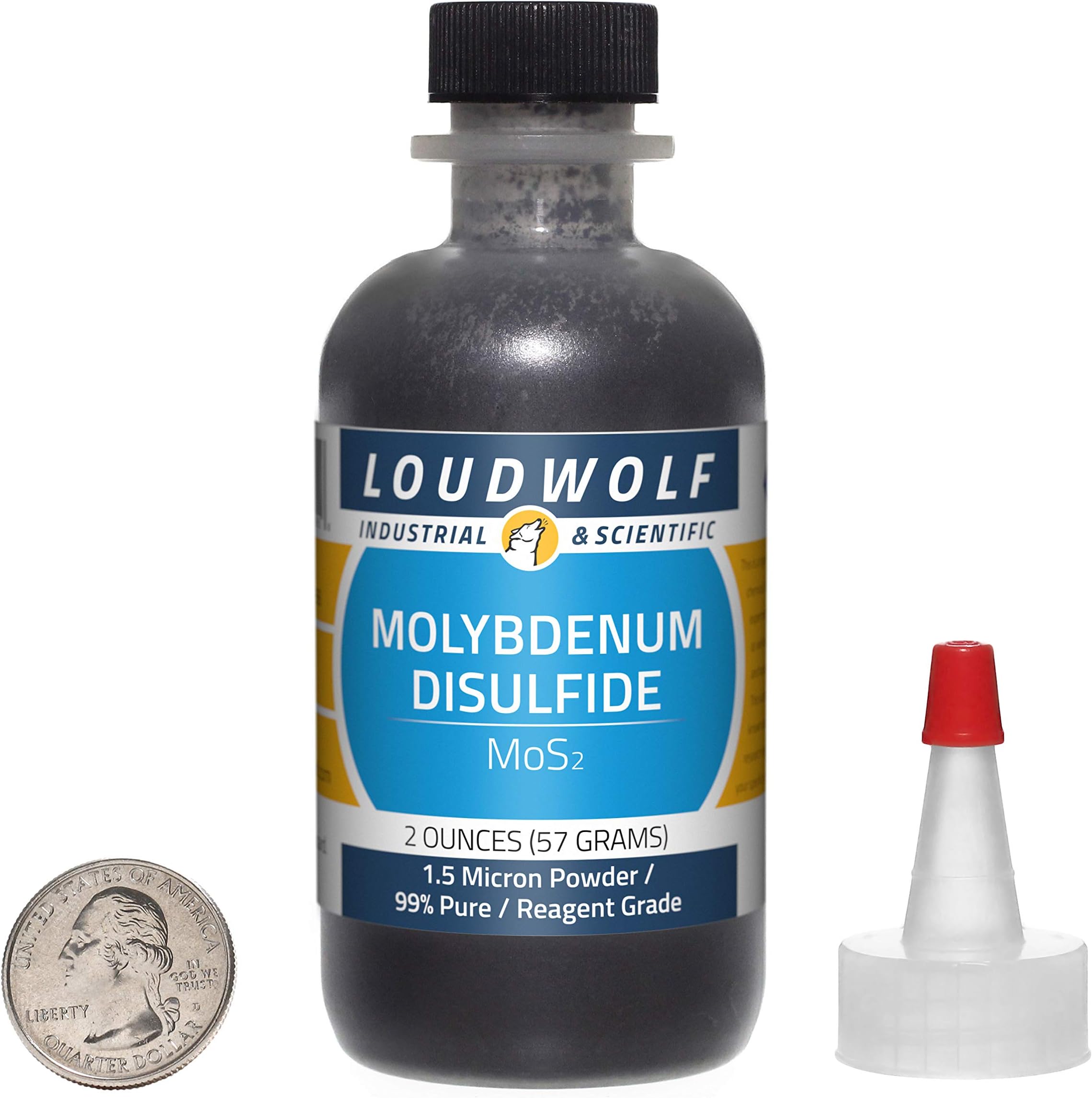 Molybdenum Disulfide / 2 Ounce Bottle / 99% Pure Reagent Grade / 1.5 Micron Powder