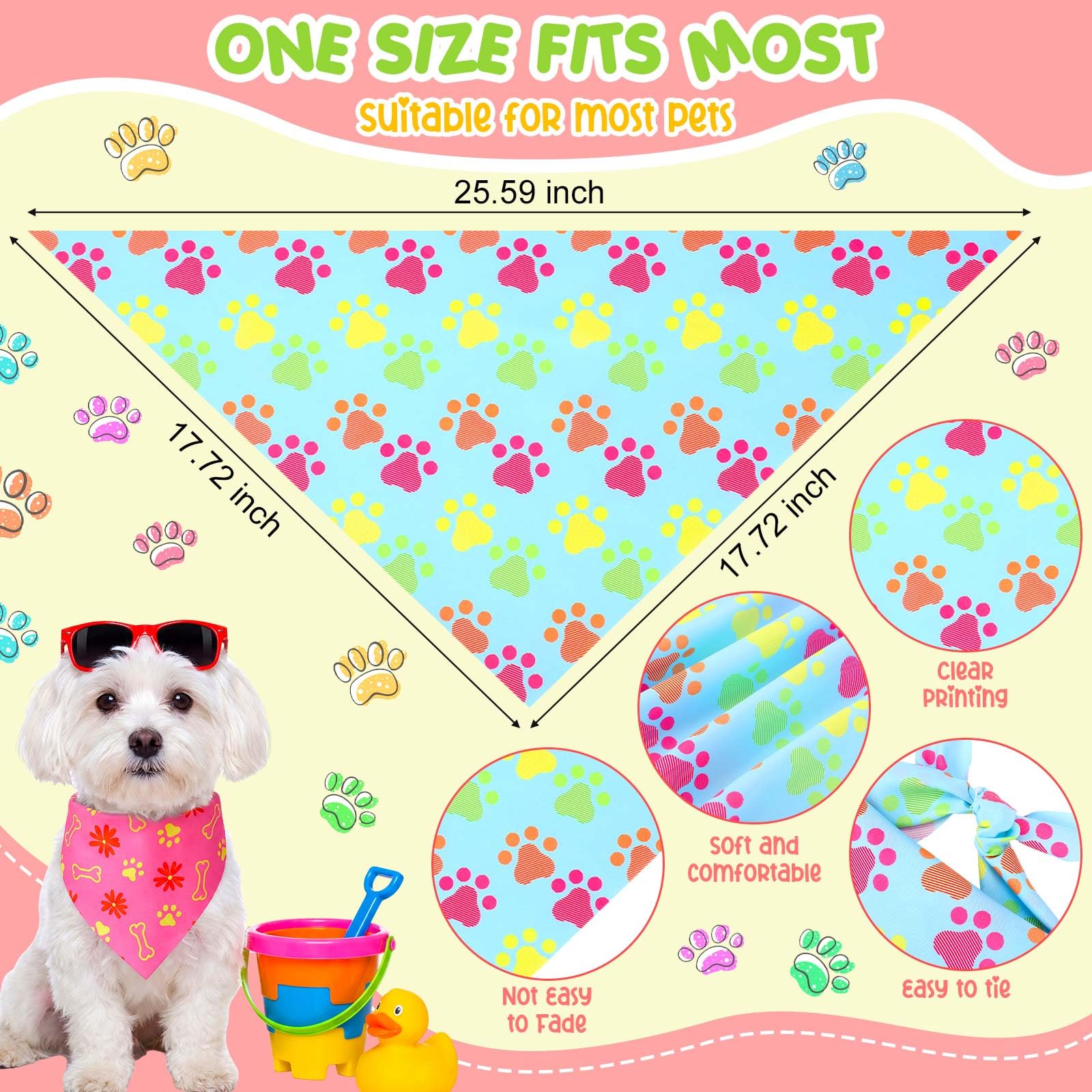 Sanwuta Lot de 180 bandanas en vrac en forme de patte de chien réglables et lavables pour animal domestique - Écharpe triangulaire pour l'été - Accessoires de costume et décorations