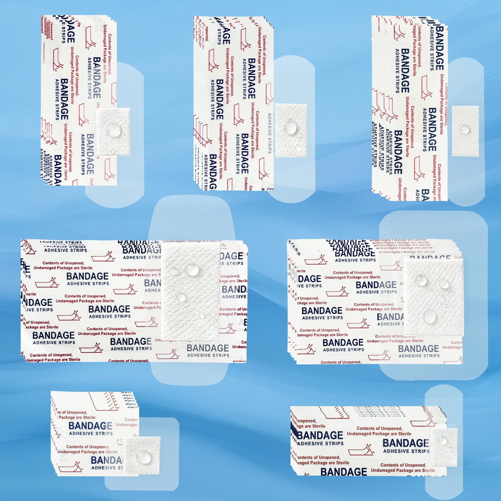 150 transparente wasserdichte Bandagen, verschiedene Packungen, Erste-Hilfe-Pflege, Wundpflege, Finger, Knie und Fersen. Haftet an der Haut auch im Bad.
