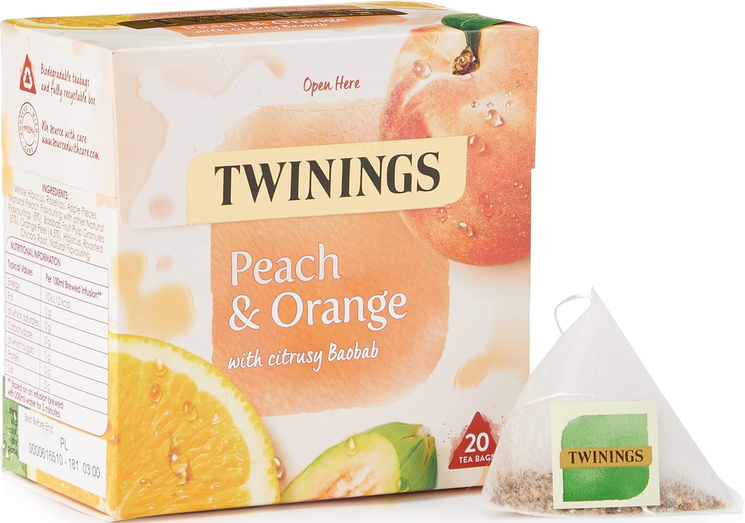 Twinings Peach & Orange Tea Bags, 20 each