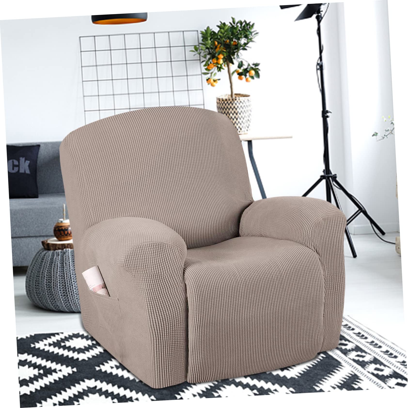 JEWEDECO Recliner Stretch Sofa Slipcover Fleece Easy to Clean Machine Washable Stylish and Recliner Chair for Living Room Furniture