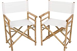 Zew 2-pack Ivory Foldable Director's Chairs for Outdoor and Indoor Use