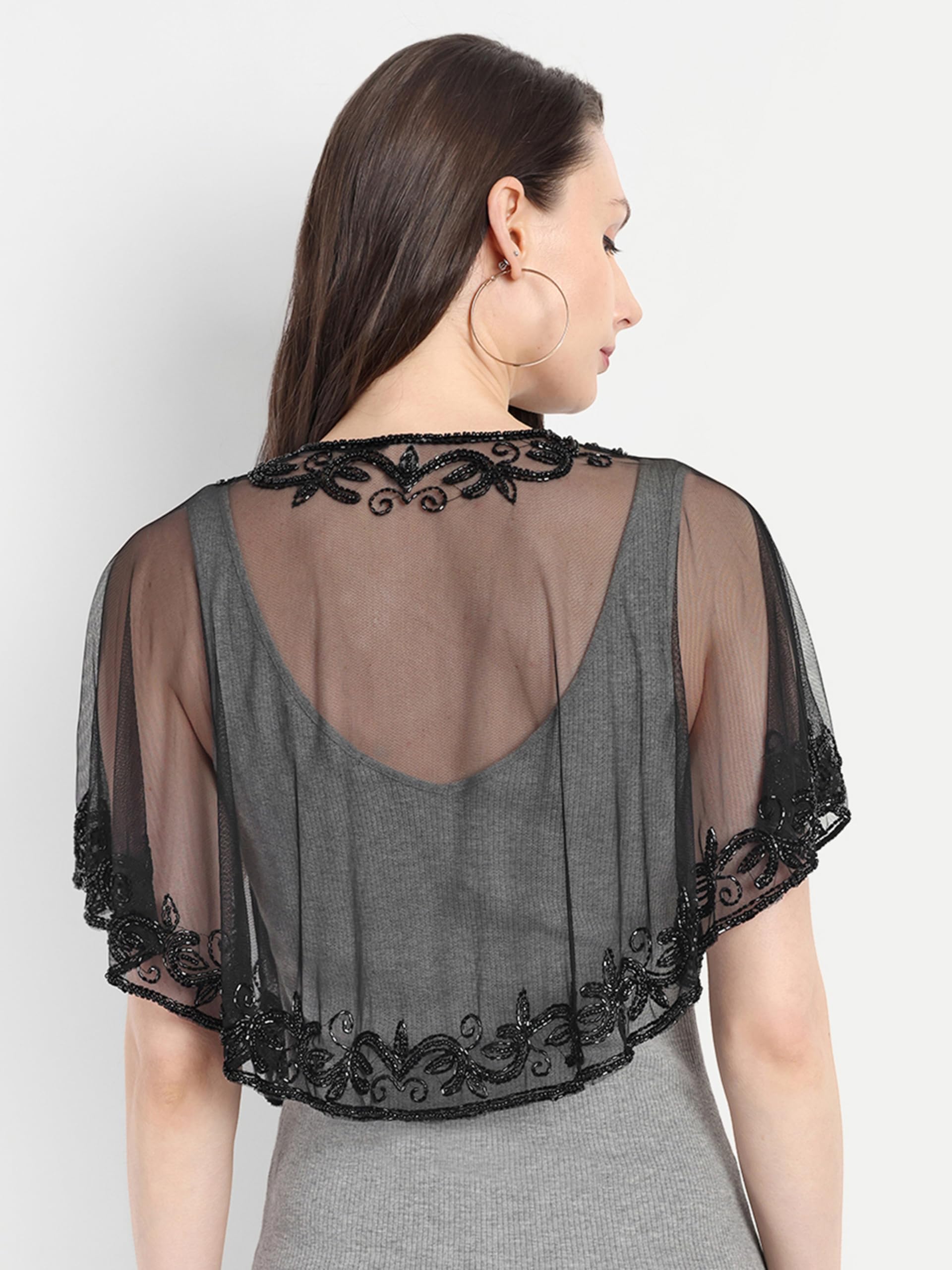 Matelco Women Net Poncho Cape (Black) - Image 2 thumbnail